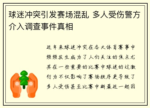 球迷冲突引发赛场混乱 多人受伤警方介入调查事件真相