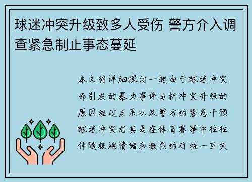 球迷冲突升级致多人受伤 警方介入调查紧急制止事态蔓延